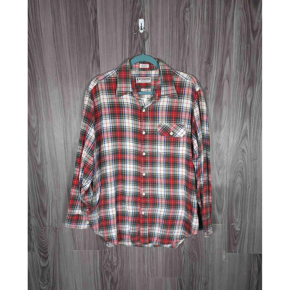 Vintage McGregor Bagpiper Red Plaid Long Sleeve Button Up Flannel Size Large